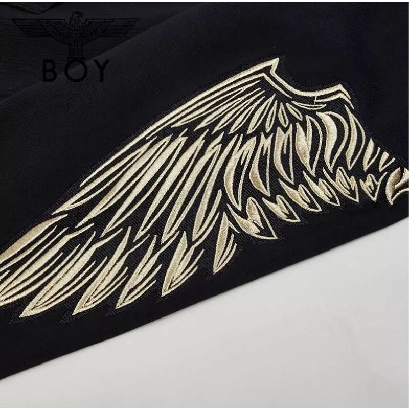 BOY17 SWEATER HOODIE BOY LONDON BORDIR WINGS GOLD IMPORT PRIA WANITA ASIA EROPA KOREA BIG SIZE