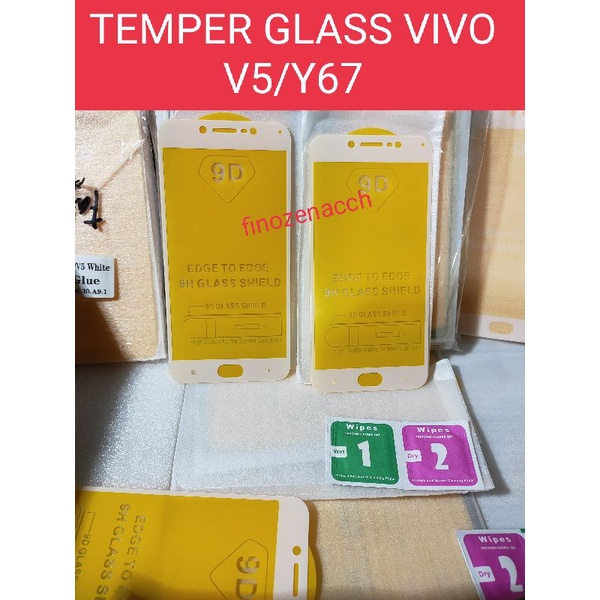TG Tempered Glass Kaca Vivo V5 V5S Vivo 1601 Anti Gores Full Layar Kaca 9D