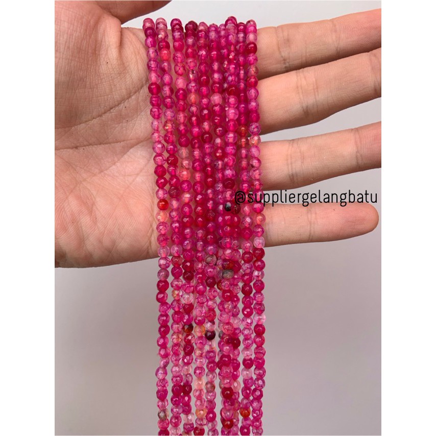 bahan batu 4mm Purple Agate CUTTING aksesoris FACET gelang kalung batu