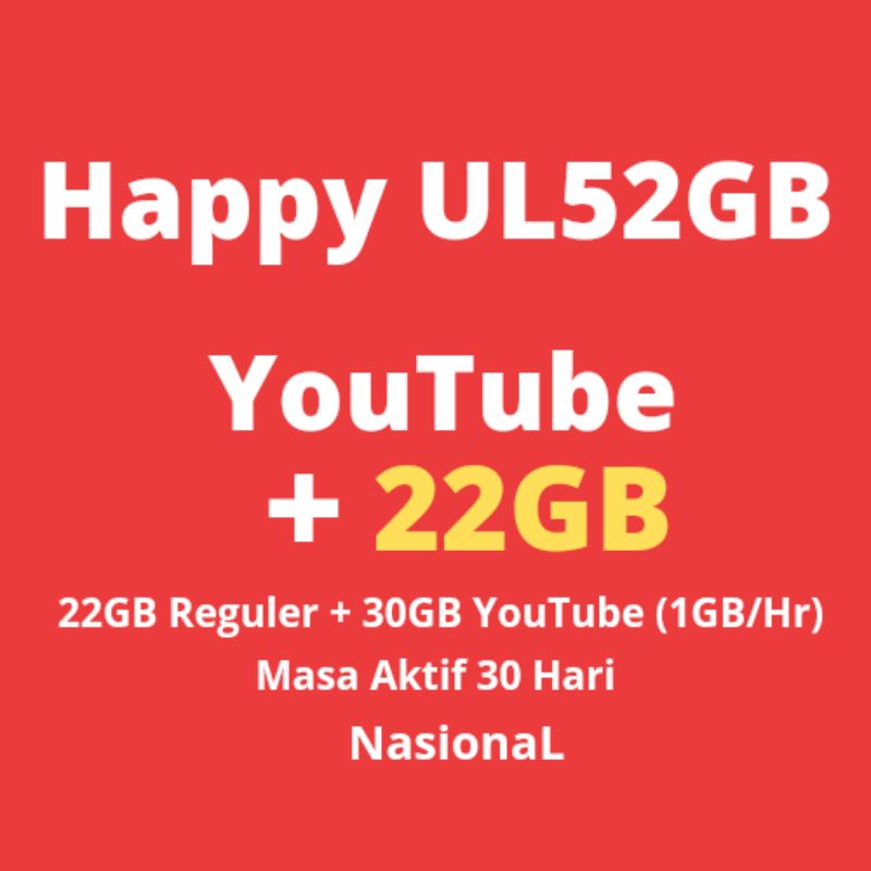 Kuota Tri 52GB 22GB + YouTube