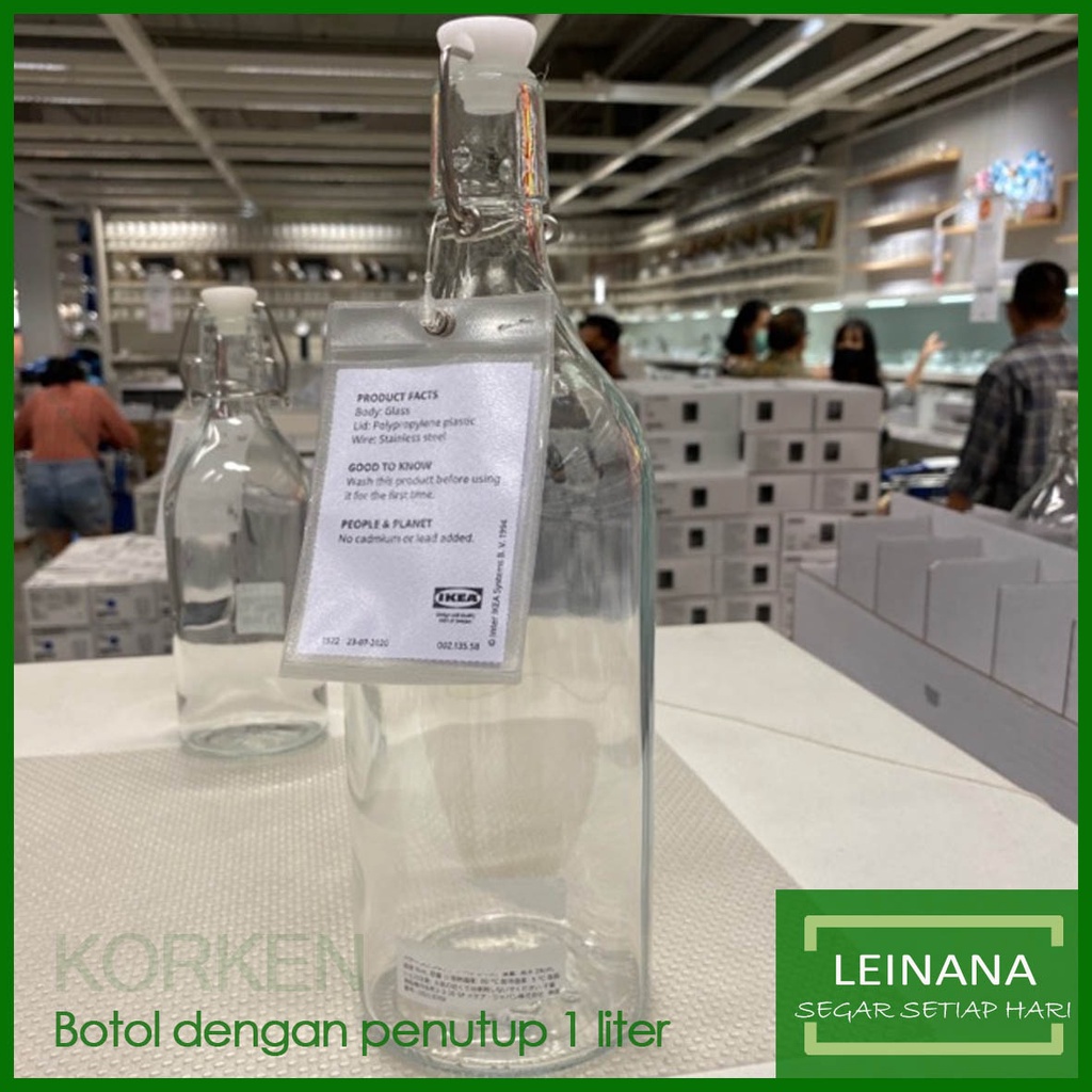 Botol kaca 1 liter BOTOL DENGAN TUTUP kedap / botol kaca bening BOTOL MINUMAN