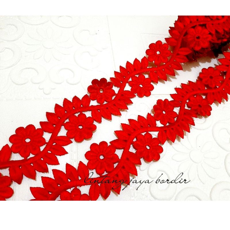 renda bordir roll melati daun