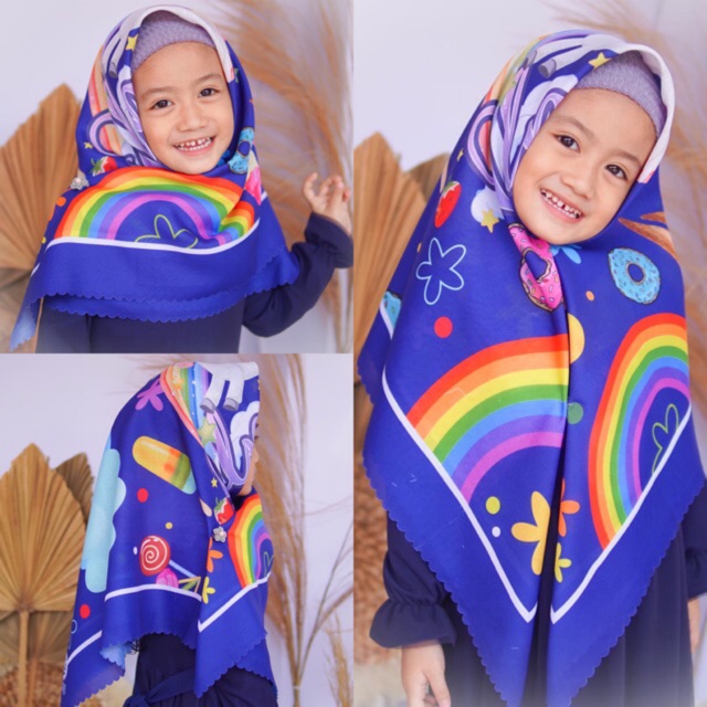 VOAL PRINTING M0TIF UNICORN ICE CREAM / HIJAB ANAK MOTIF KUDAPONY / JILBAB ANAK KARAKTER LUCU