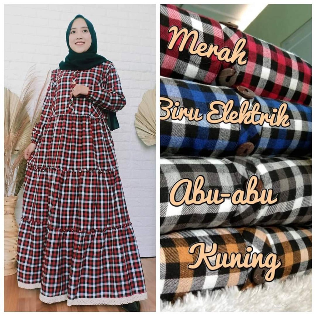 LANGSUNG KIRIM GAMIS FLANEL SUSUN  JUMBO AKSEN RENDA BUSUI MUSLIMAH WANITA ELEGAN