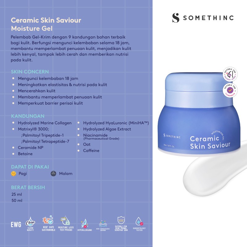 Somethinc Ceramic Skin Saviour Moisturizer Gel Pelembab Krim Siang dan Malam