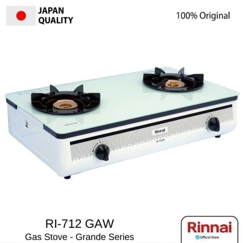 Rinnai RI 712 GAW - Kompor Gas Kaca 2 Tungku Putih Api lilin 1