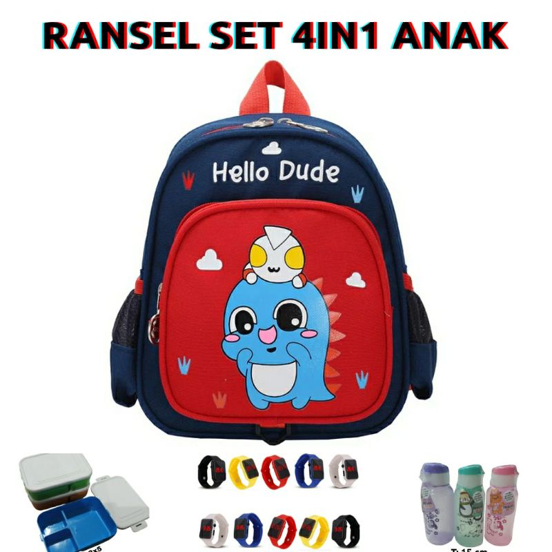 dem_sare / DS1139 - Tas Sekolah HELLODUDE Anak Laki-Laki Anak Perempuan Backpack Sekolah Anak PAUD TK SD Tas Ransel Mini Anak Terbaru karakter Cartoon