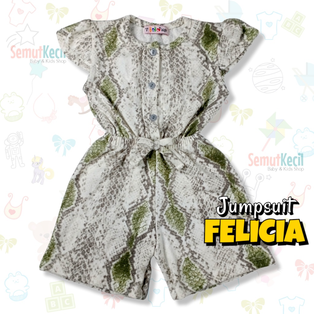 FELICIA 0-2,5 THN JUMPSUIT ANAK BAYI PEREMPUAN Jamsuit Jumsuit Pendek Kaos Pakaian Baju Anak Bayi Balita Bobo Kids-1L WhiteLikeScales