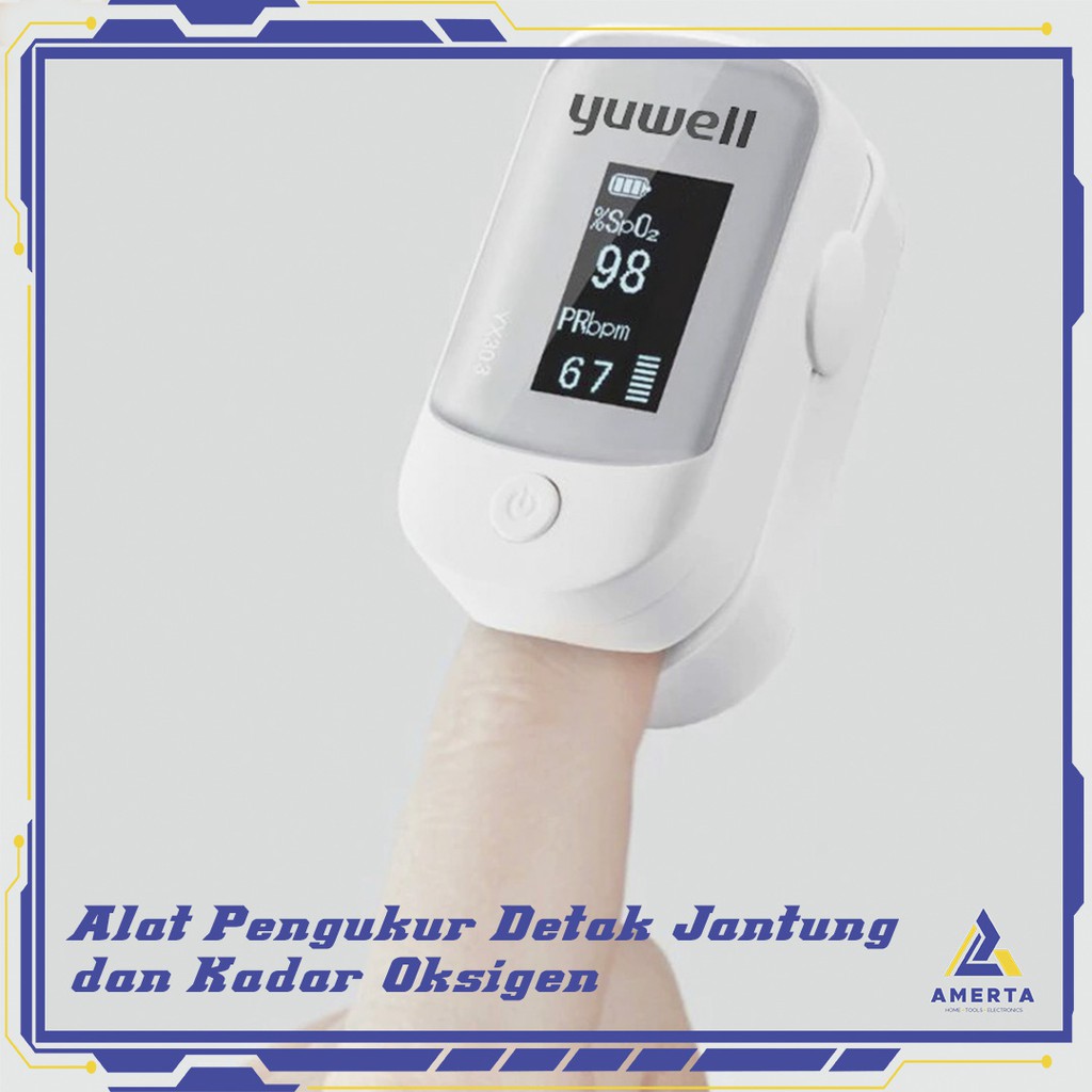 Alat Pengukur Detak Jantung Kadar Oksigen Fingertip Pulse Oximeter Xiaomi Yuwell  White