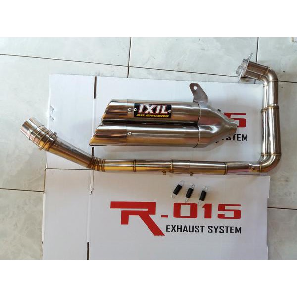 Knalpot IXIL Double Muffler Titan Full Set Ninja 250Fi / Carbu - Ninja 300Fi / Z250 - MT25 - R25 PNP