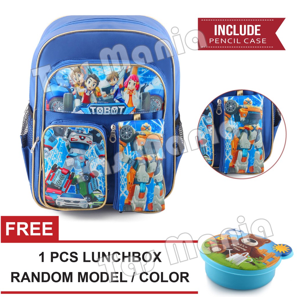 PTS -Ransel Sekolah Anak Cowo / Laki Laki Karakter Kartun - SUPER MAGIC + FREE Lunchbox .PT