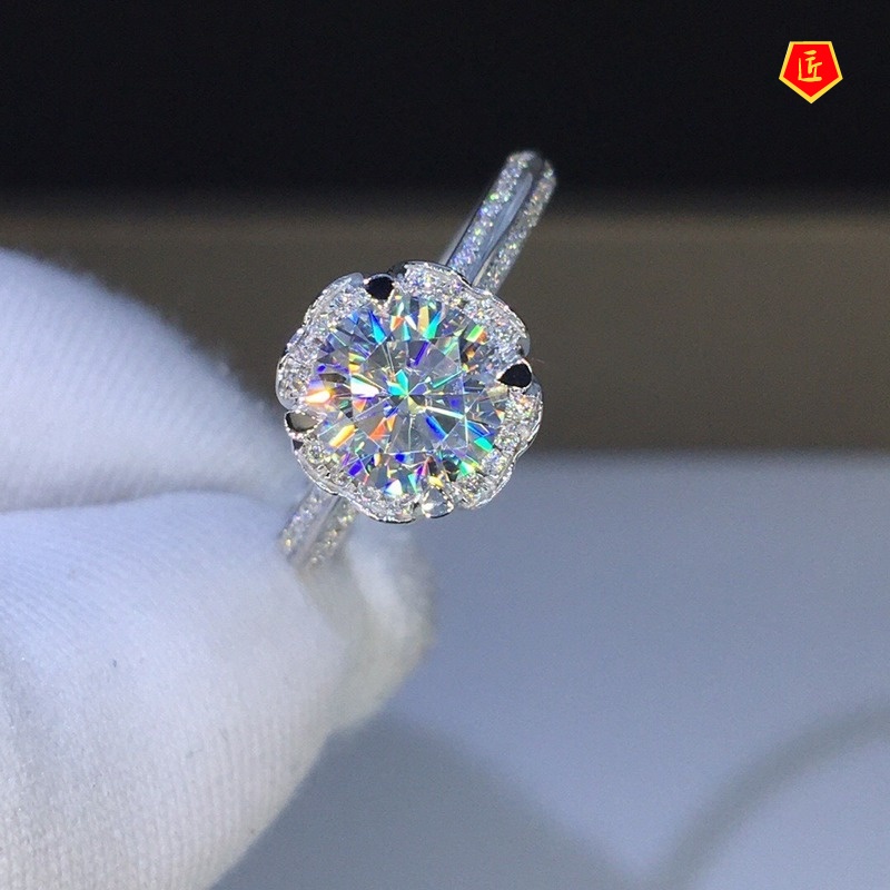 [Ready Stock]Elegant Pt950 Moissanite Ring Fashion Trendy