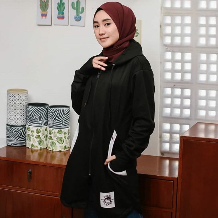 MVP - Long RH Zipper - Jaket Wanita Muslim