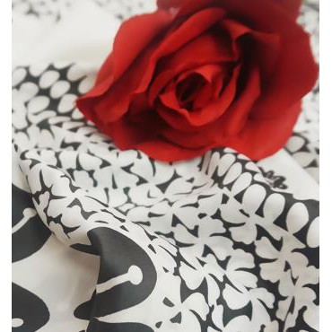 MOBASA OFFICIAL HIJAB PASHMINA SATIN PRINTING MOTIF / Kerudung pashmina  [Hibicus Flower]