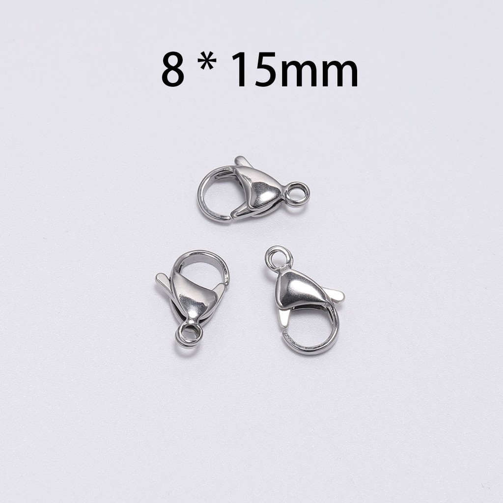 30pcs / Lot Kait Lobster Bahan Stainless Steel Ukuran 9 10 11 12 13 15mm Untuk Membuat Perhiasan