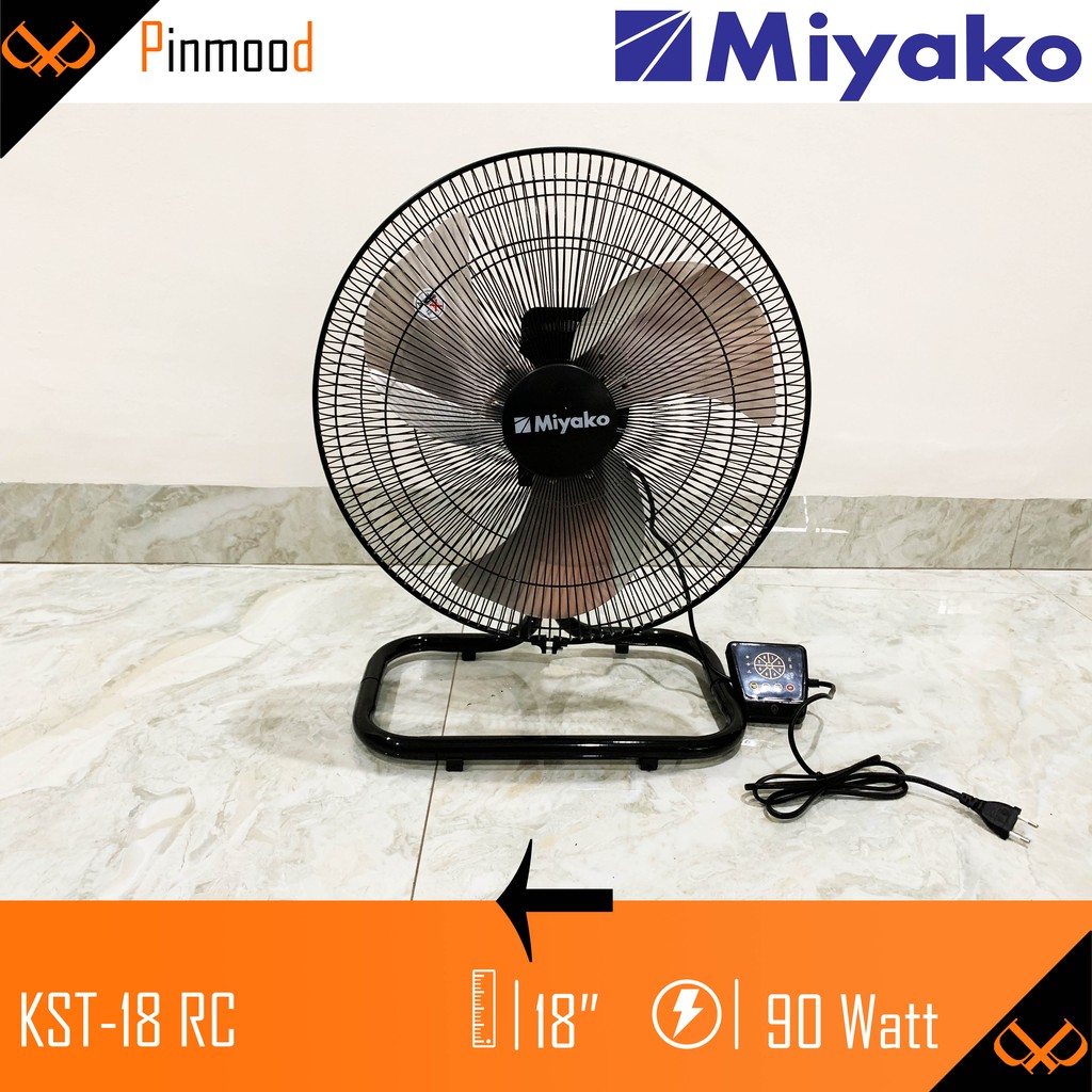 MIYAKO STAND WALL DESK FLOOR FAN / KIPAS ANGIN BERDIRI 18 INCH KST-18 RC STAINLESS STEEL 3 IN 1 REMOTE