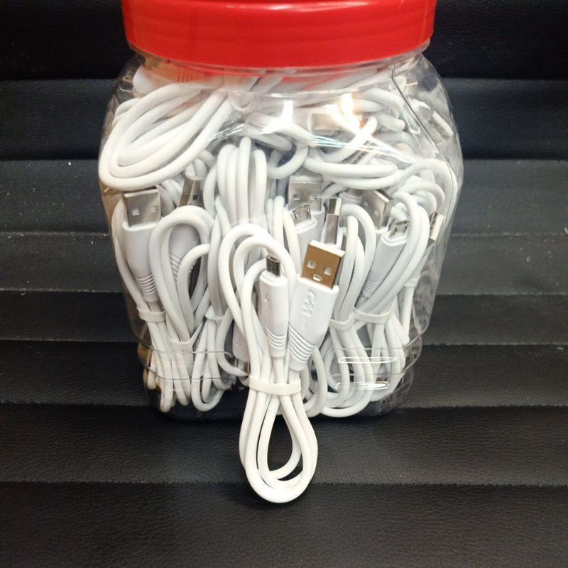 KABEL DATA AUTHENTIC MERK GM-TECH PUTIH MICRO USB 50PCS FREE TOPLES