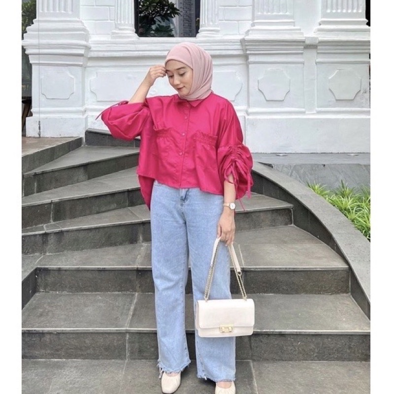 RD FASHION  - SHAVA / SEORINA SHIRT / TERINA / XXL CANTIKA TOP POPLIN POCKET KEMEJA CROP SERUT