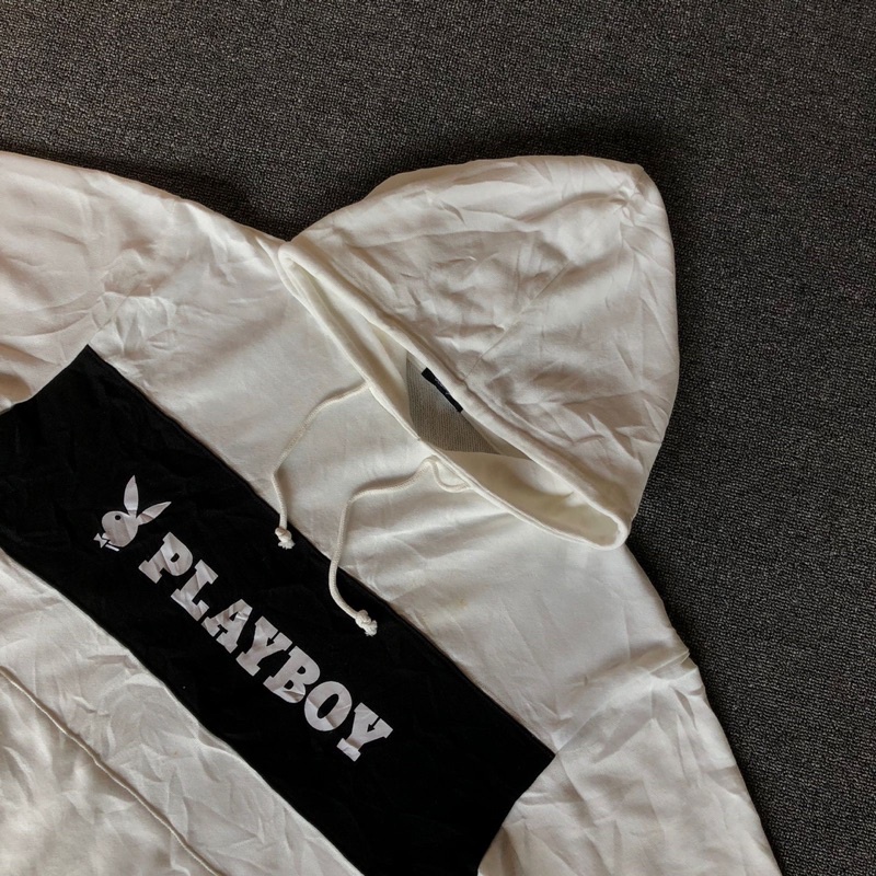 jaket hoodie playboy bunny white second original