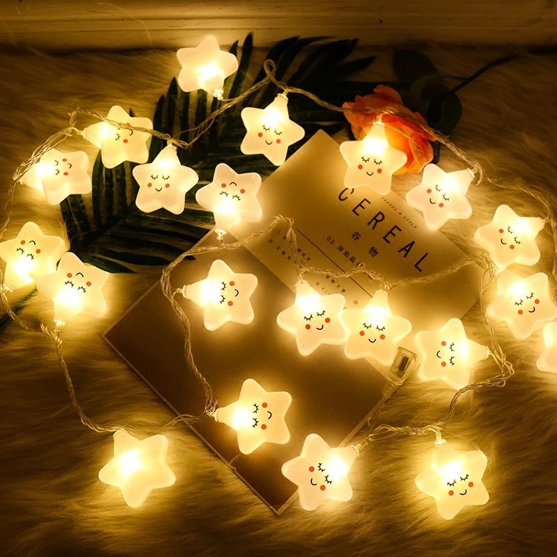 10/20LED Star Shape Led String Lights/ Cute Smile Strip Light for Wall Decoration