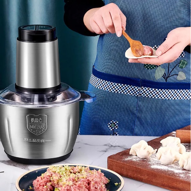 Blender Penggiling Daging Stainless 2 Liter Blender Penggiling Penghalus Daging Sayuran Bumbu Masak Cabe Chopper Meat Blender Grinder Stainless 2 Liter