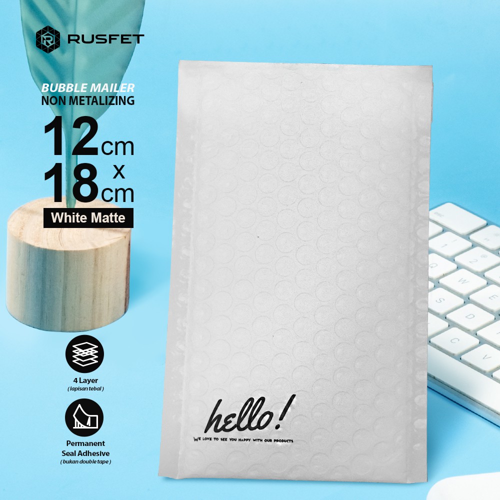 PLASTIK BUBBLE MAILER / AMPLOP BUBBLE PREMIUM PUTIH - SECURITY BAG RUSFET 12X18