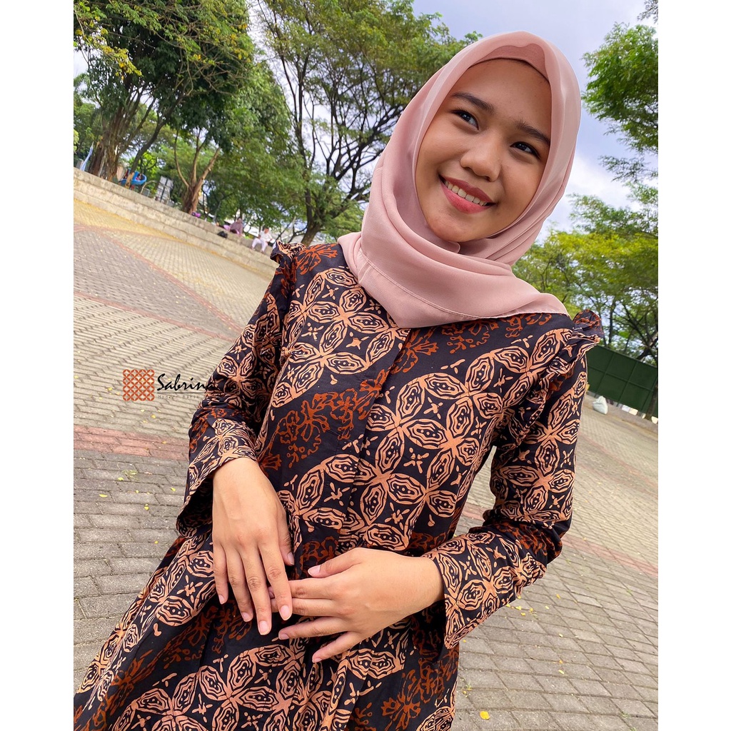 Haera Atasan Blouse Batik Kerja Kantor Wanita Modis Modern Kekinian Katun