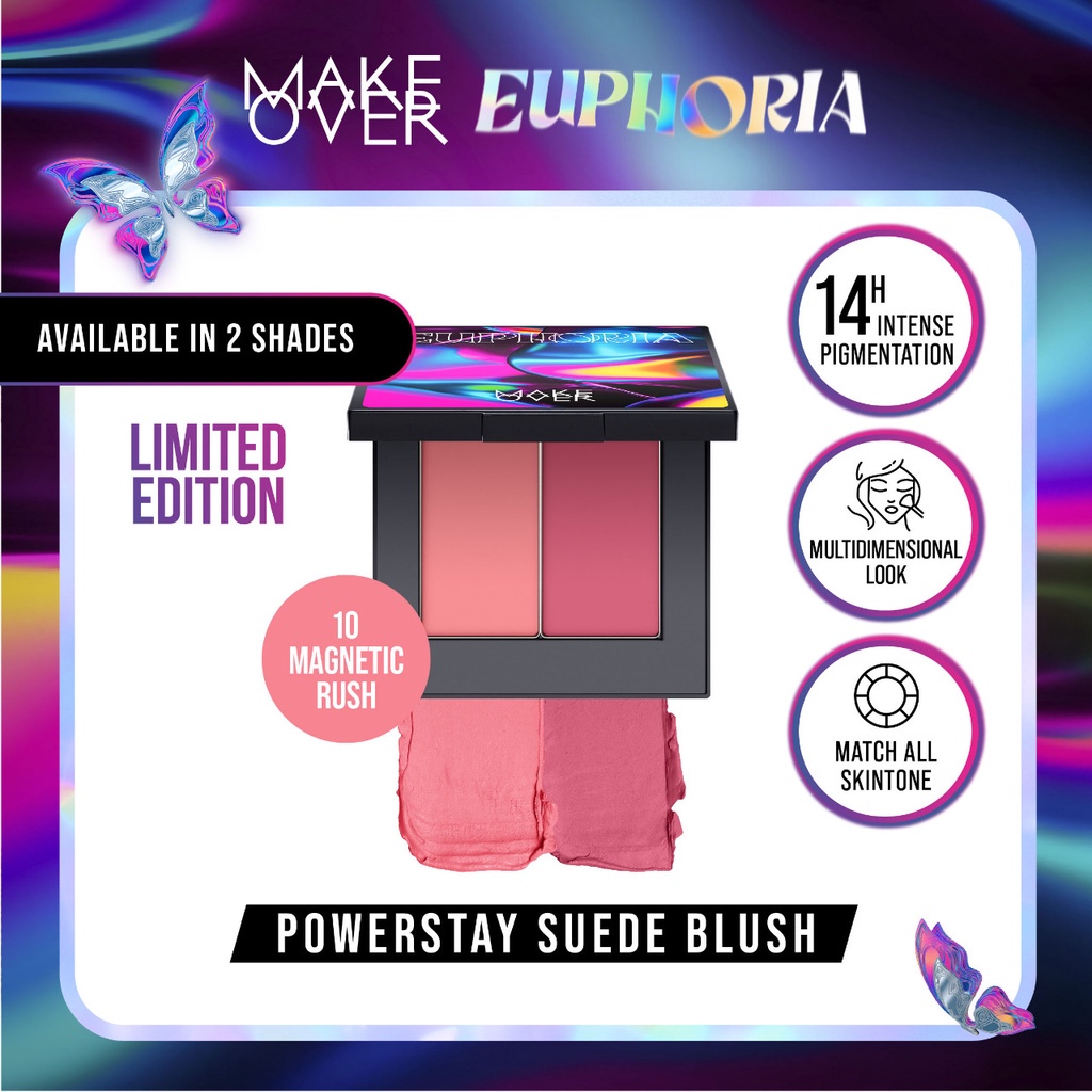[NEW Limited Edition] MAKE OVER Powerstay Suede Blush - Euphoria - blush on - blush on make over vir