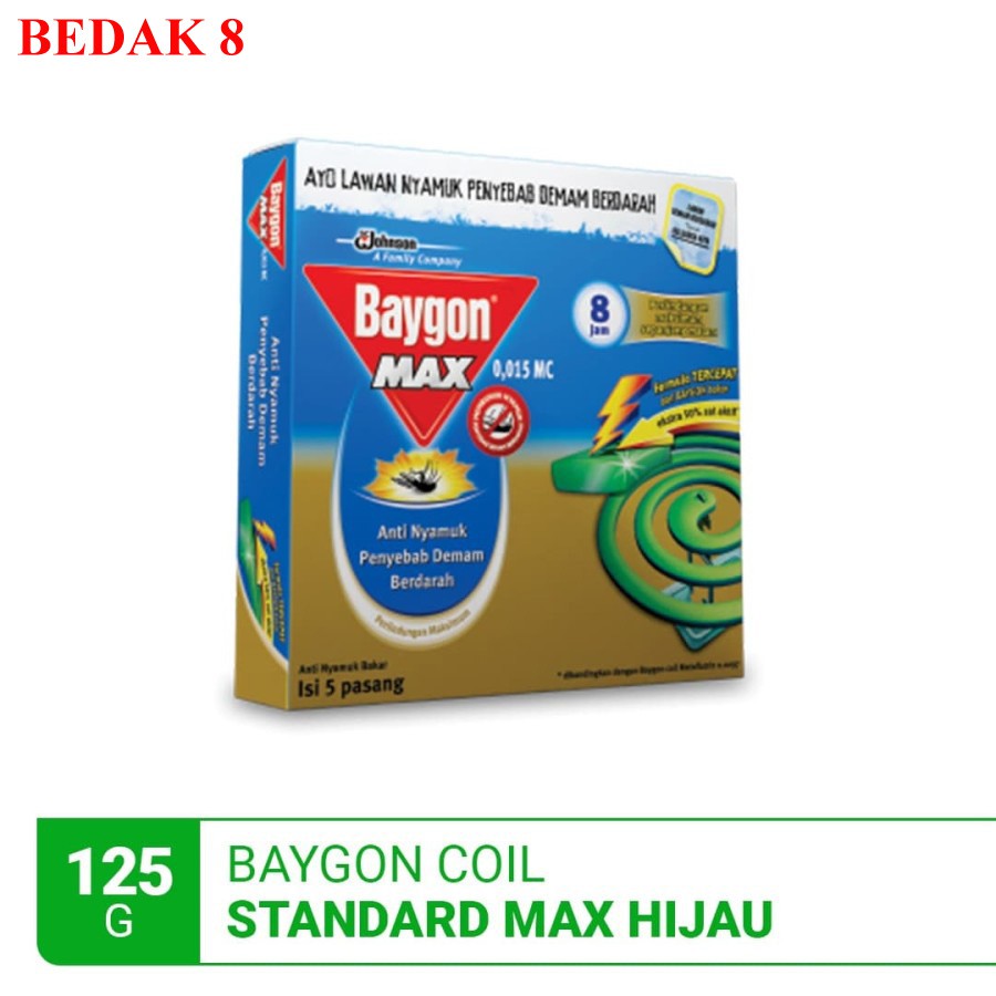 Baygon Coil Standard Max Green 8Hr 125 g