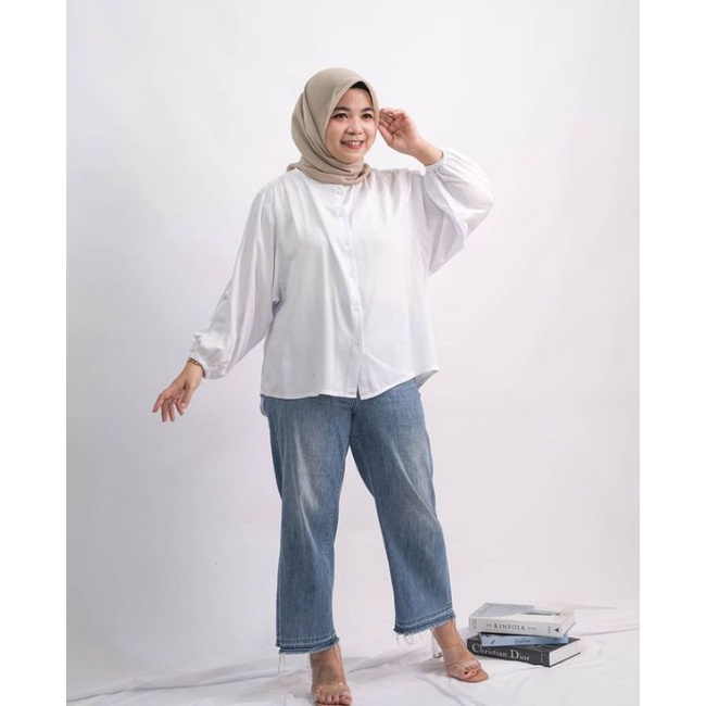Atasan Kemeja Oversize Wanita Rayon Uniqlo Jumbo Ld 140
