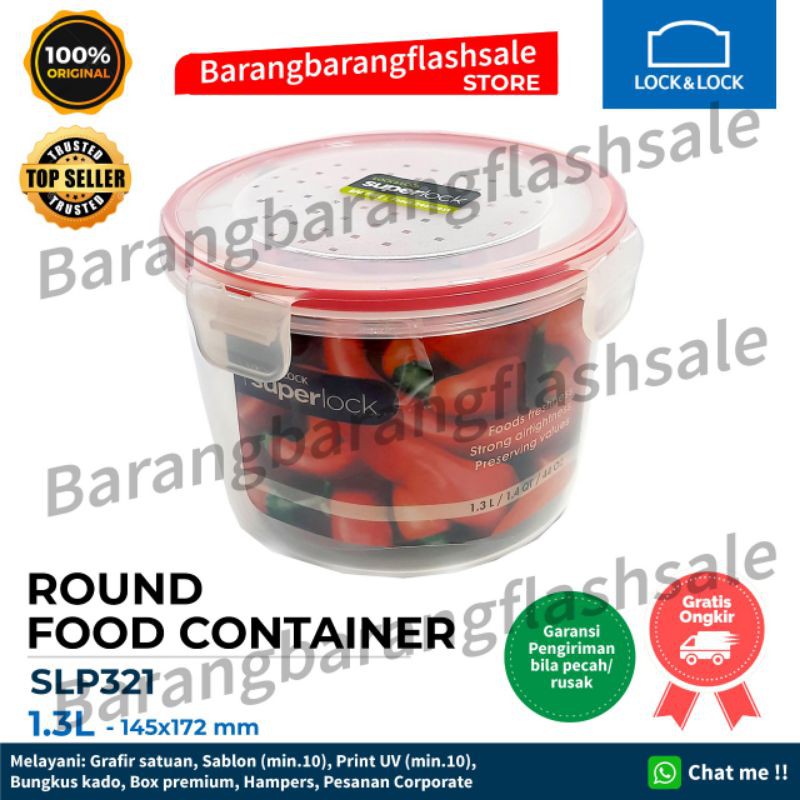 Lock n Lock Round Food Container 1.3L Superlock SLP321 / Toples Lock n Lock murah