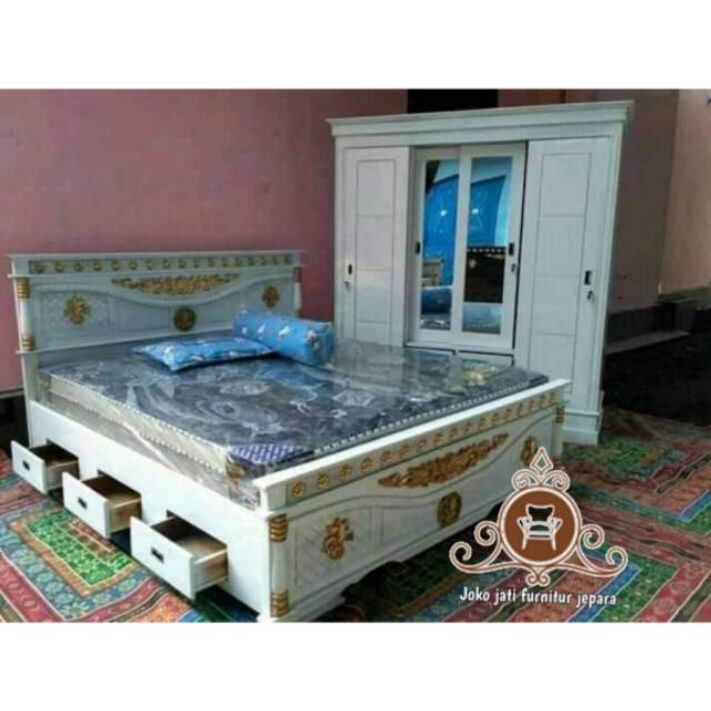 Set dipan tempat tidur lemari pakaian duco