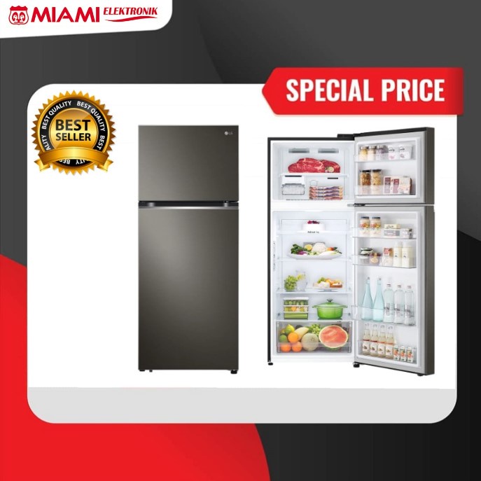 LG Lemari Es GN-B372PXGB / Kulkas 2 Pintu GNB372PXGB 410L LINEAR Cooling™ dan Smart Inverter Compressor, Smart Diagnosis™