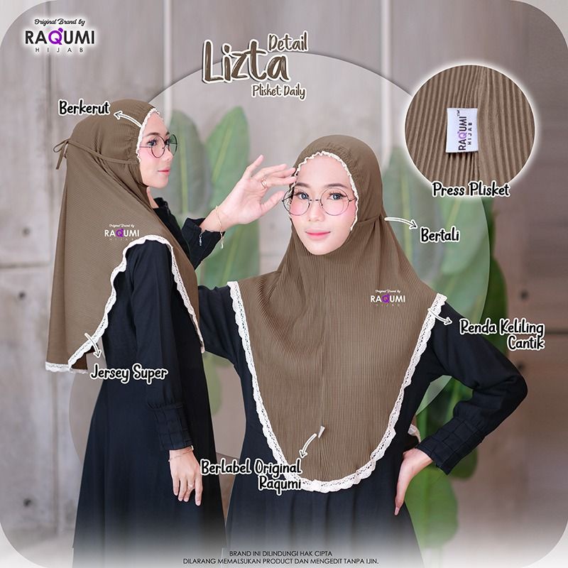 LIZTA PLISKET DAILY RAQUMI ORIGINAL | JILBAB JERSEY RENDA | JILBAB RENDA KELILING | JILBAB MILO