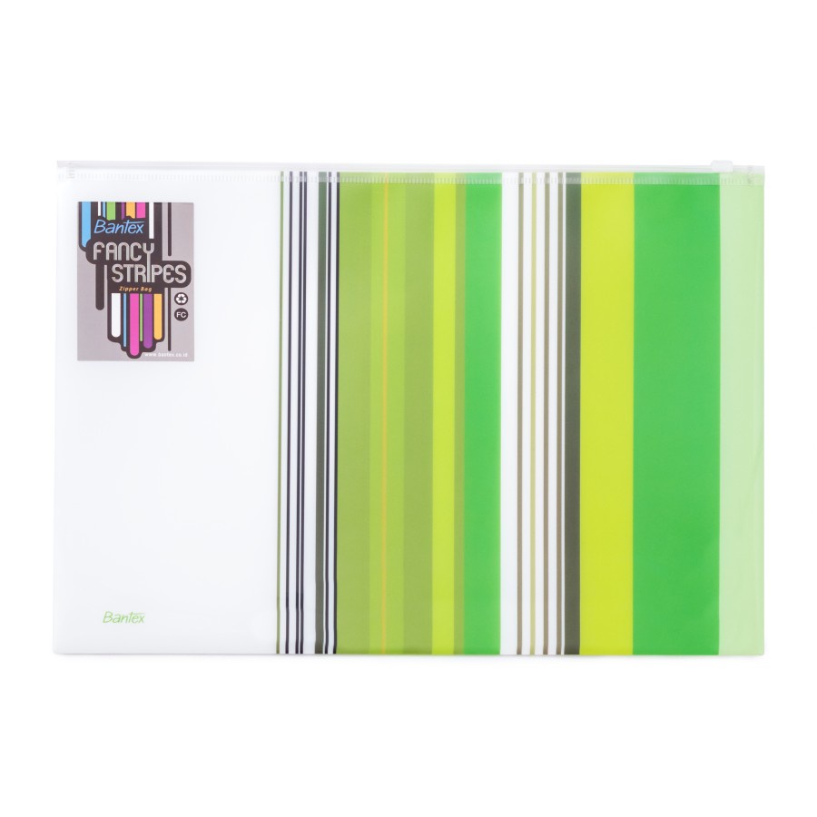 ZIP FILE BANTEX FANCY STRIPES ZIPPER BAG FOLIO 8075-15 G.GREEN MURAH