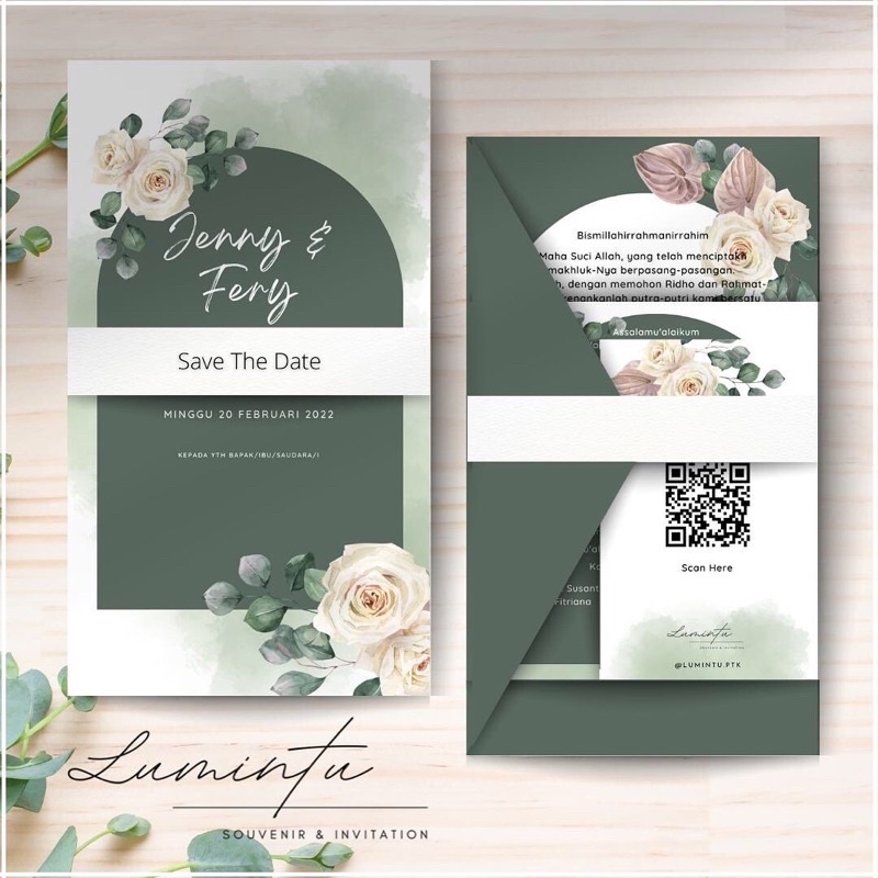 

Forest green vintage invitation / undangan pernikahan aesthethic / undangan modern / undangan vintage / undangan unik murah