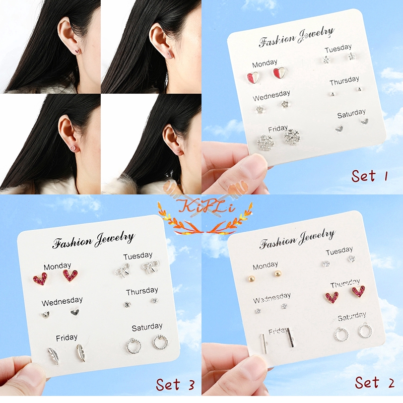 【12 Model】Perhiasan Anting,Tusuk Gantung Desain,Kuping Kucing Kecil,Untuk Wanita