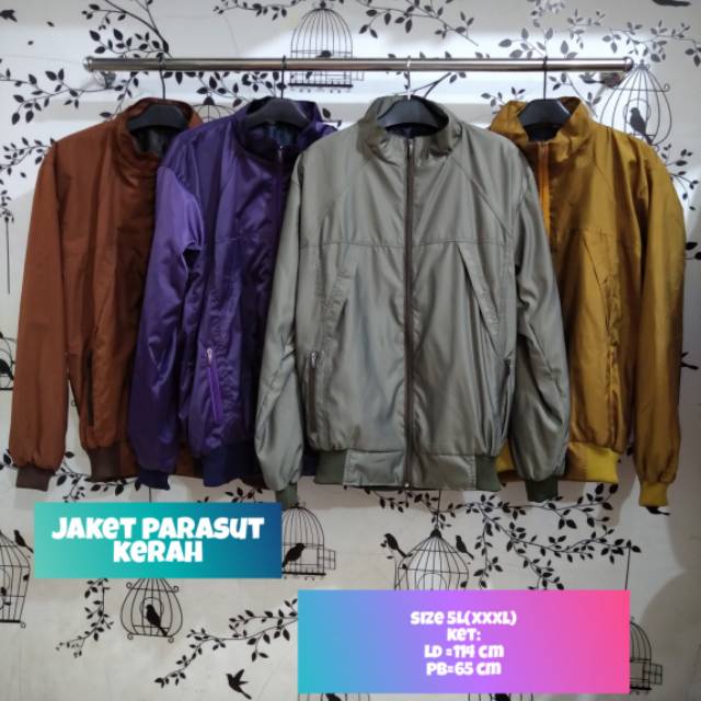 Jaket parasut kerah jumbo/5L(xxxl)/waterproof/kerah topi