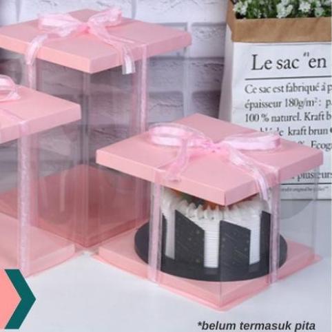 

♣ Cake Box Mika Dus Kue Kotak Kue 22x22 cm Transparant PET ➧