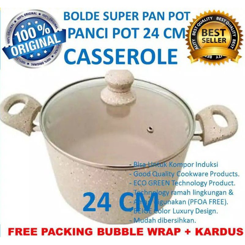 Panci Pot Bolde Super Pan 24 Cm Casserole Granite Ceramic Pen Granit Keramik