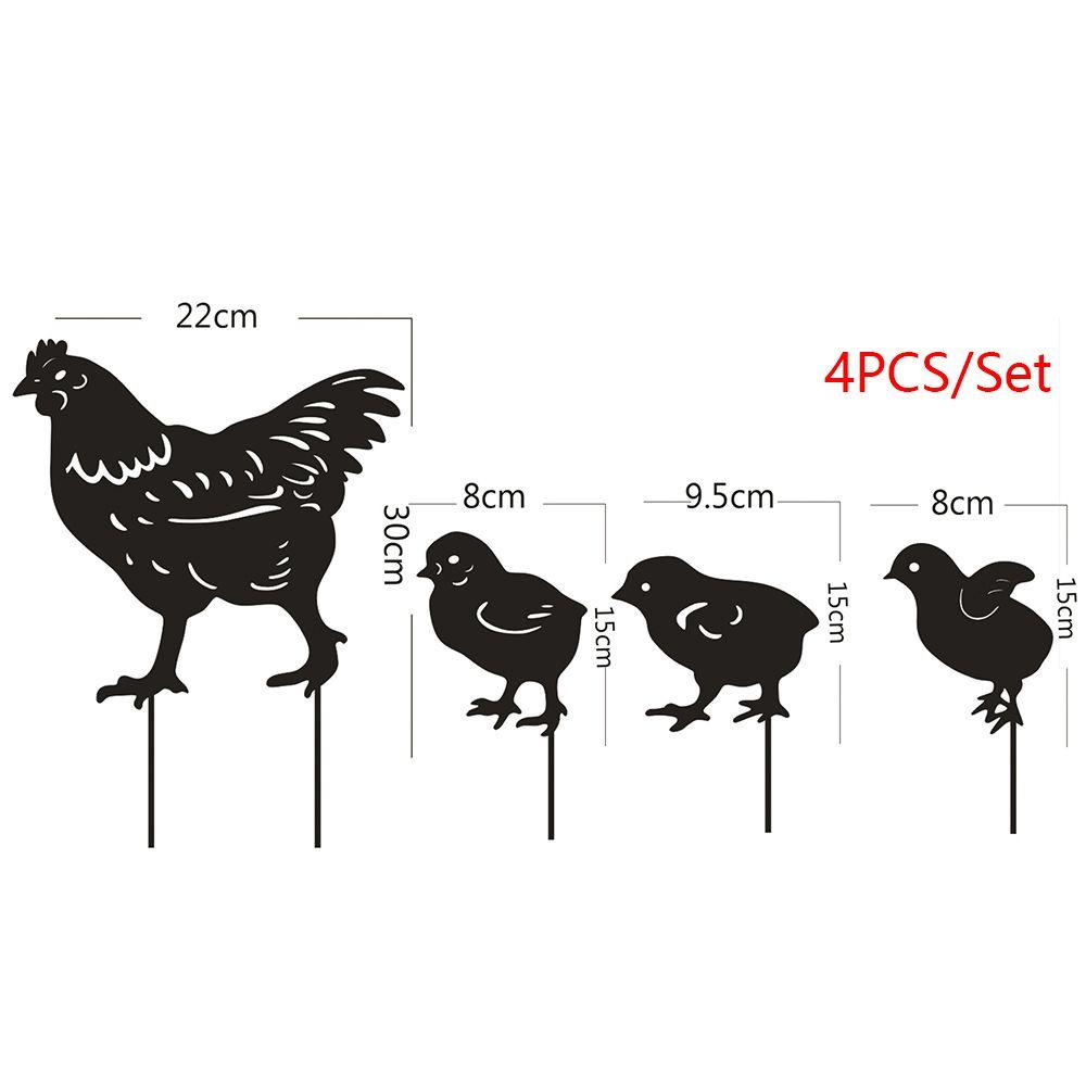 4pcs / Set Ornamen Patung Siluet Anak Ayam Untuk Dekorasi Halaman Rumput Taman Luar Ruangan