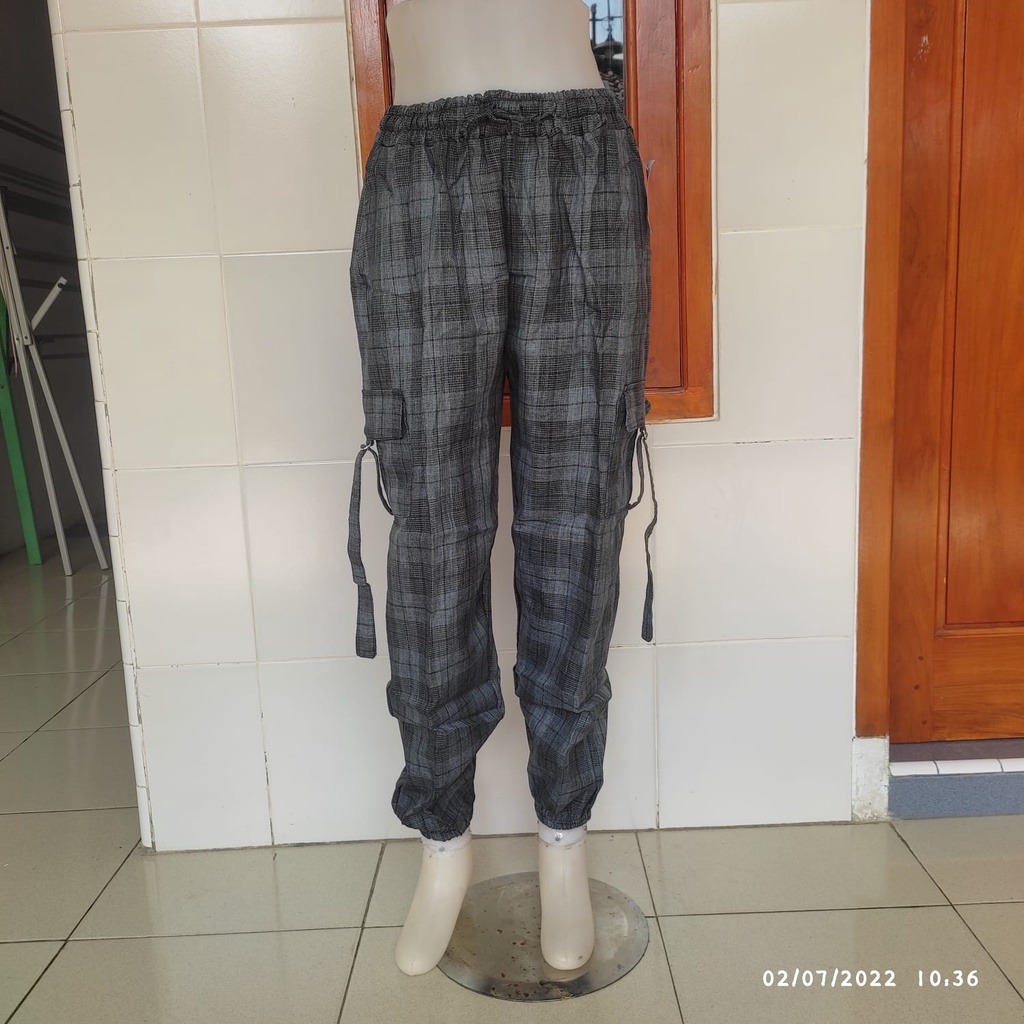 celana jogger wanita jumbo kantong kargo semiwool