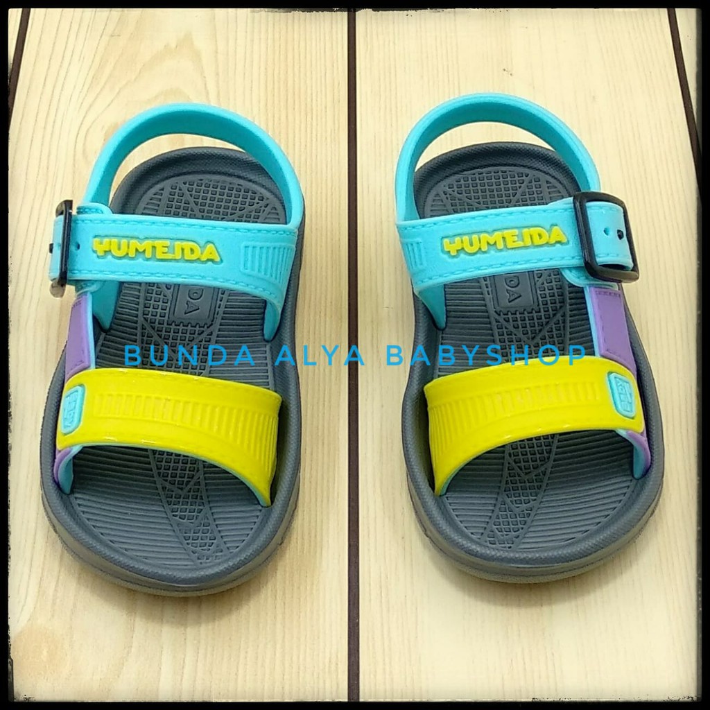 Sendal Anak Laki Laki 6 - 12 Bulan Tali BIRU KUNING - Sepatu Sandal Anak Cowok Karet Anti Licin Size 19 - 21 - Sandal Gunung Anak Laki Laki