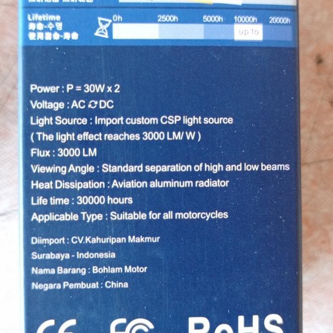 Bohlam Led H4 30 watt Laser Fokus Dop Lampu Depan motor Ride it