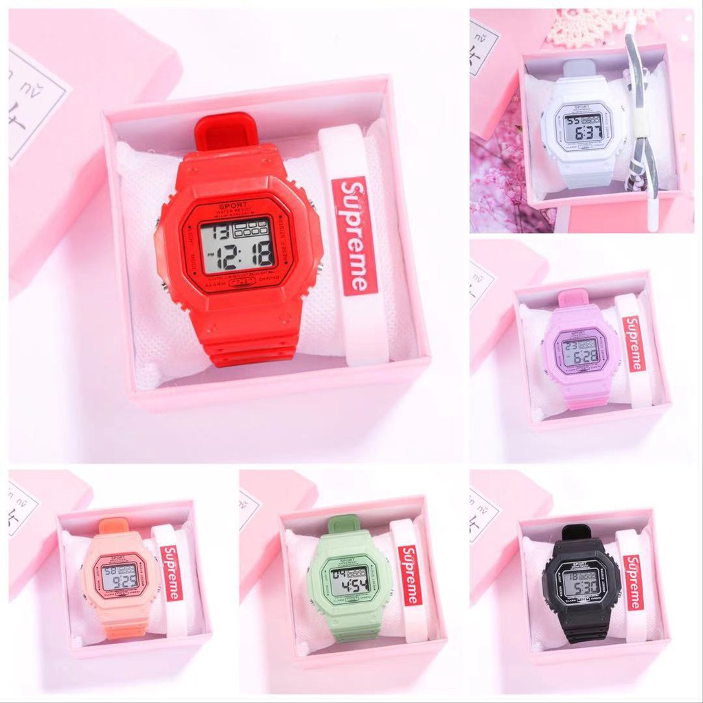 Jam Tangan Wanita Fashion Korea Style Digital Sport / Jam Tangan Strap Rubber Untuk Wanita / rubber sport led korea sport elektronik motif bunga anak / remaja watch/ jam tangan couple