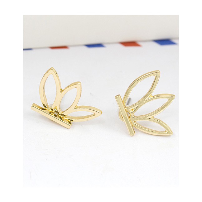 LRC Anting Tusuk Fashion Rose Gold Flower Shape Decorated Pure Color Earrings E71547