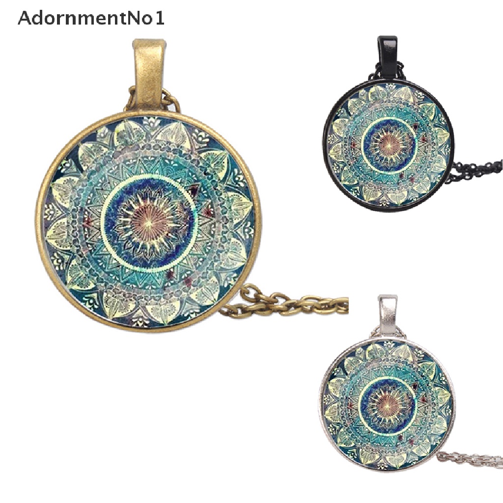 (AdornmentNo1) Kalung Rantai Dengan Liontin Chakra Buddha Mandala Gaya Vintage Untuk Wanita