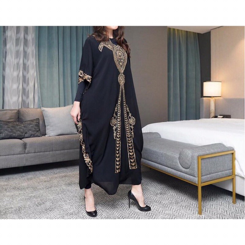 LUNA KAFTAN - KAFTAN CERUTY BABYDOLL KAFTAN MURAH Kaftan Wanita Bordir Gold Terbaru Luna Maya Best