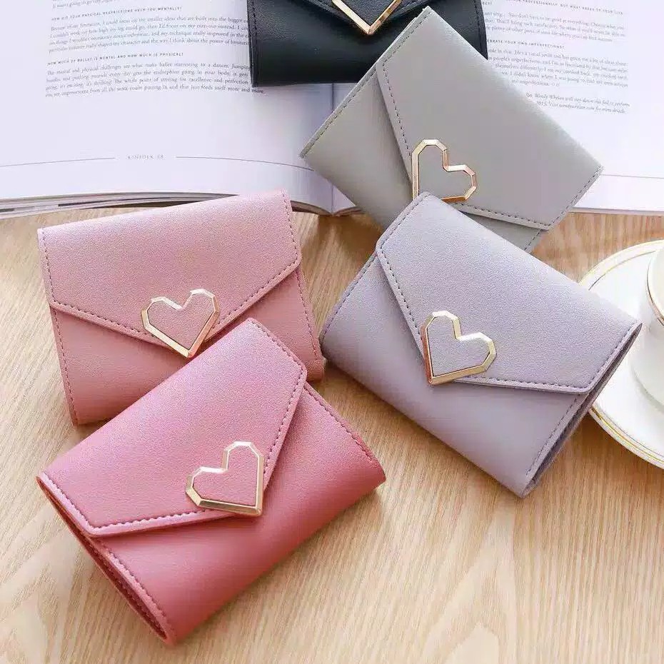 DOMPET KOREA DOMPET LIPAT LOVE DOMPET WANITA DOMPET MINI MURAH BISA COD