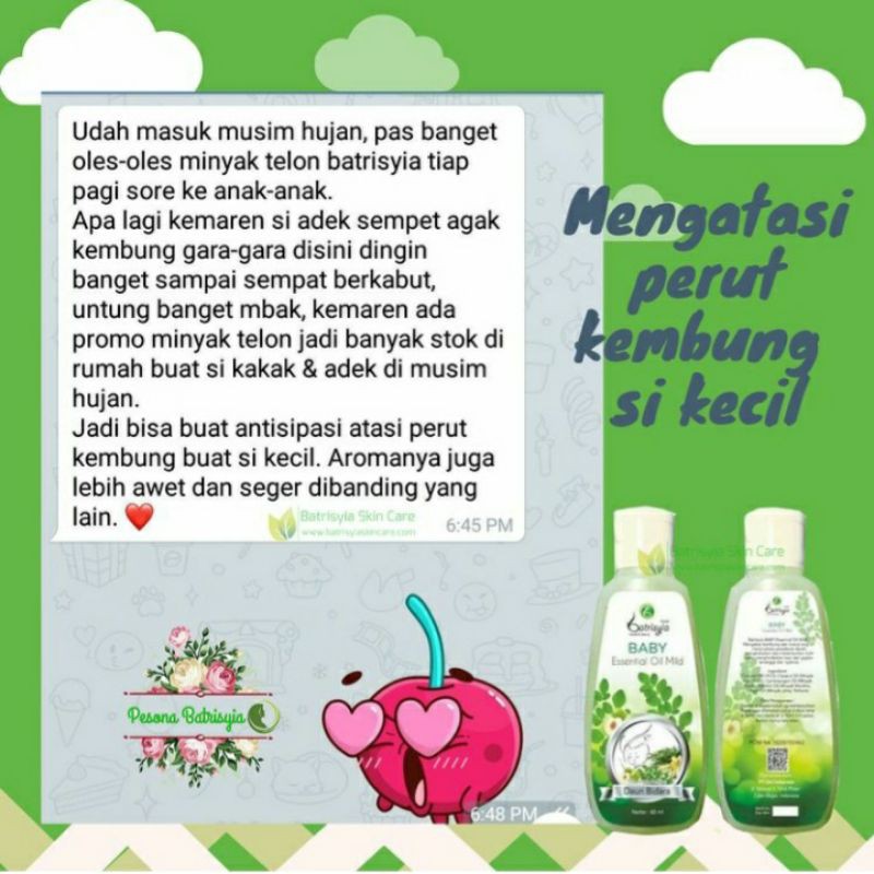 BABY ESSENTIAL OIL/MINYAK TELON BATRISYIA/MINYAK TELON BIDARA/ OBAT KEMBUNG BAYI/ OBAT GATAL BAYI/MINYAK TELON HERBAL